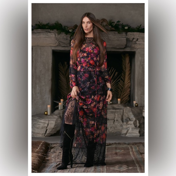 New JOHNNY WAS  Flora PURE Silk Lacy Maxi Dress  15T8 - Picture 2 of 8